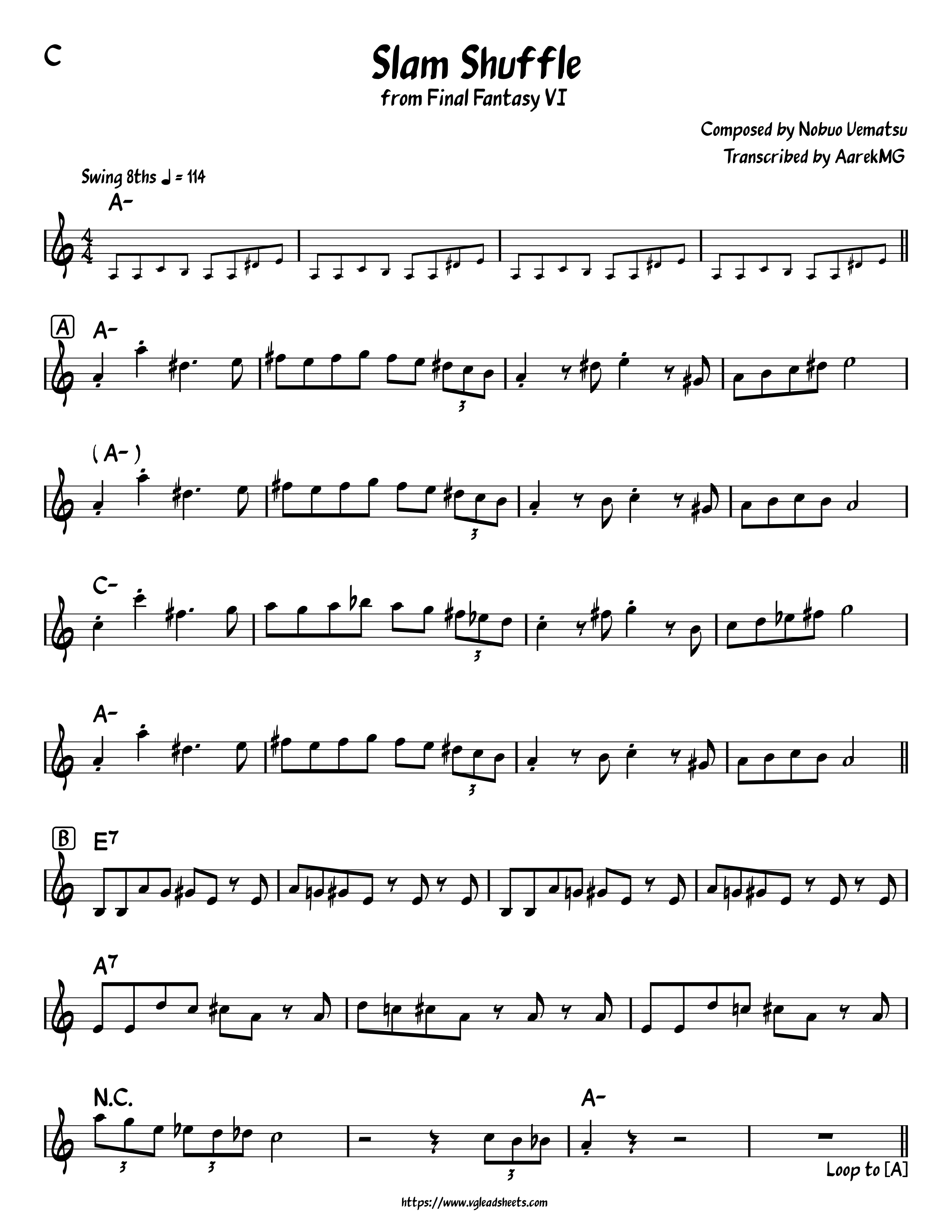 Final Fantasy Vi Slam Shuffle Vgleadsheets Com Lead Sheets For Video Game Music