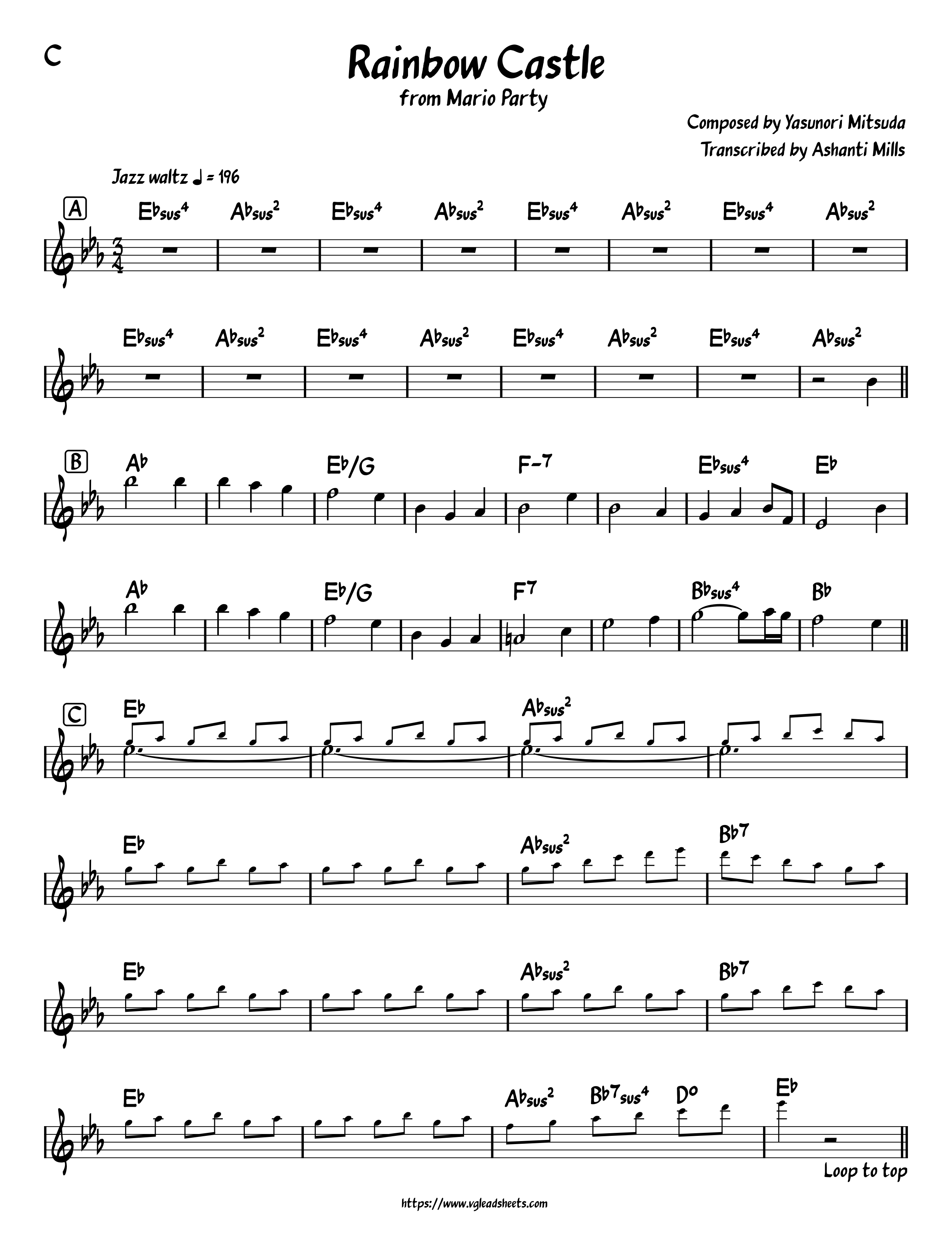 Mario Party - Rainbow Castle | VGLeadSheets.com - Lead Sheets for Video  Game Music