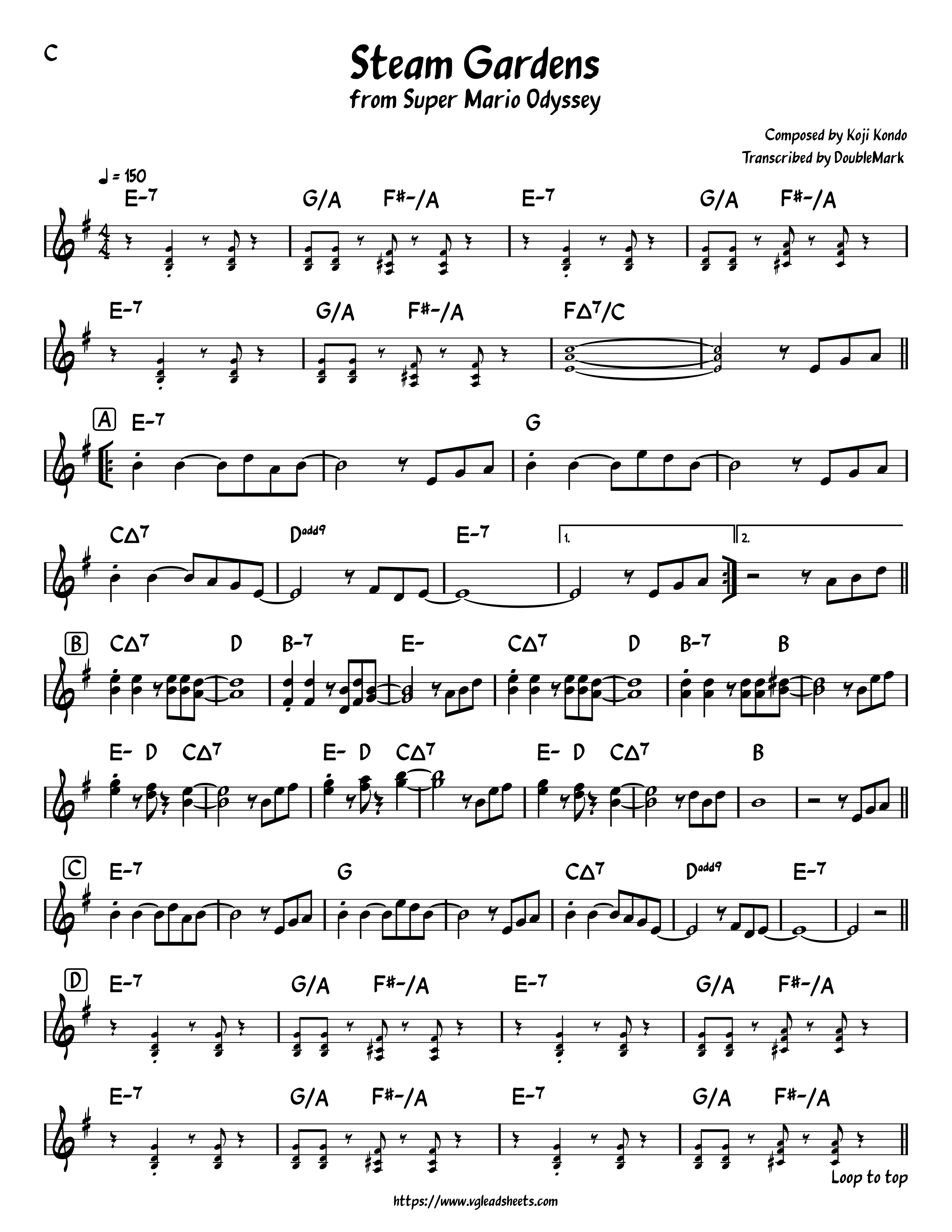 alto saxophone sheet music mario